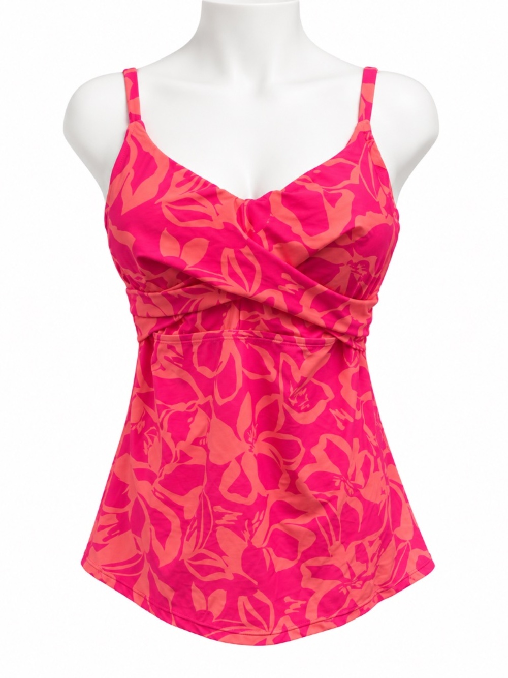 Raisins Curve Havana Rose Aries Pink Floral Underwire Ruched Tankini Top NWT 22W
